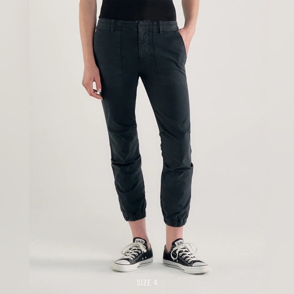 Nili Lotan Pants - Nili Lotan Cropped Military Carbon Black Cotton Blend Zipper Pants Size 6